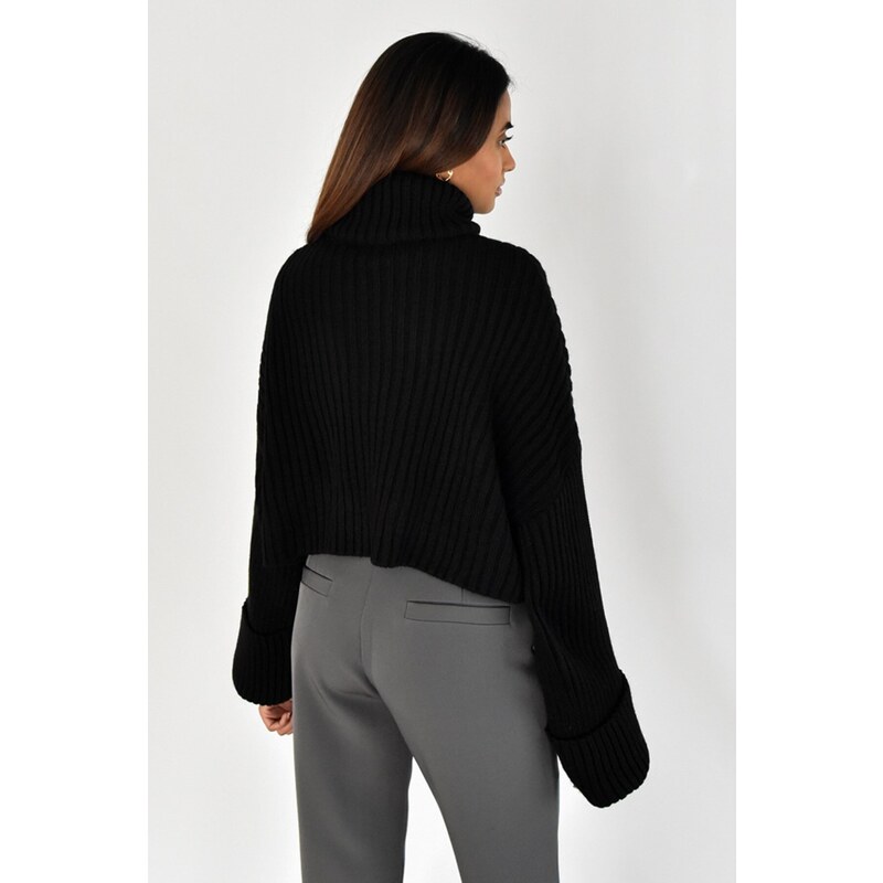 Madmext Mad Girls Black Turtleneck Sweater