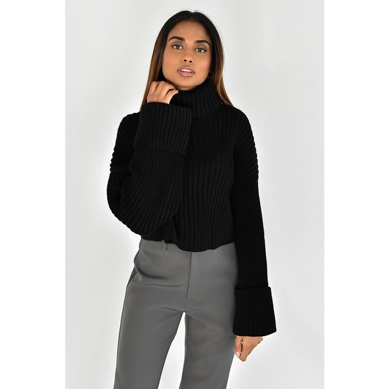 Madmext Mad Girls Black Turtleneck Sweater