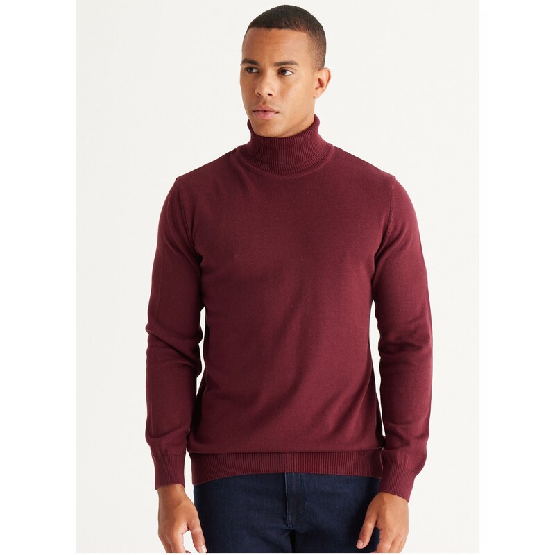 Altinyildiz Classics Full Turtleneck Men's Standard Claret Red Sweater 4A4924100058