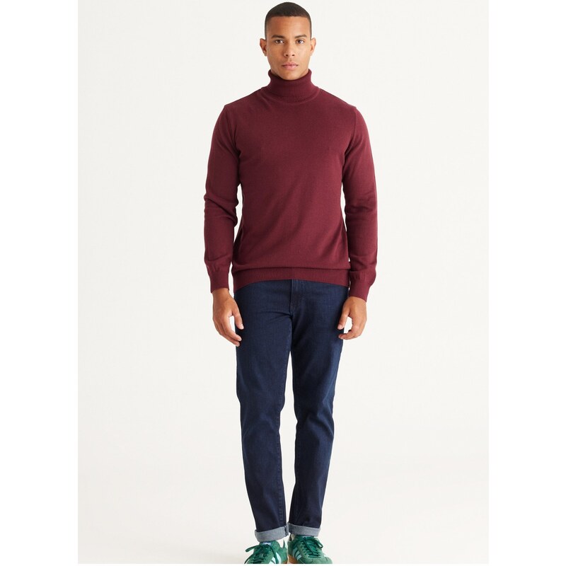 Altinyildiz Classics Full Turtleneck Men's Standard Claret Red Sweater 4A4924100058