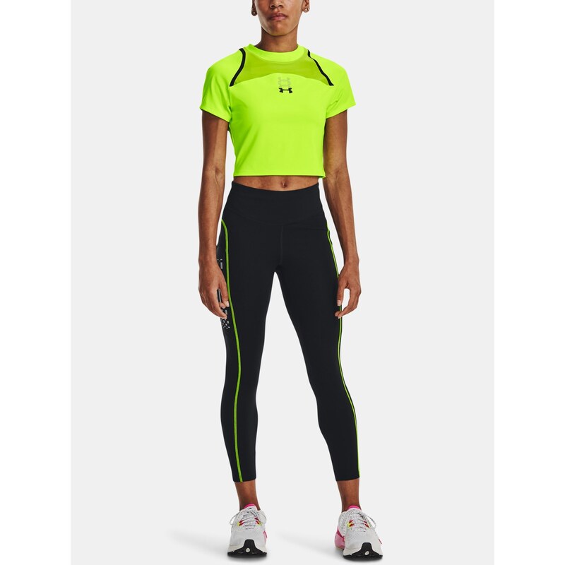 Under Armour Tričko UA Run Anywhere Crop SS-GRN - Dámské