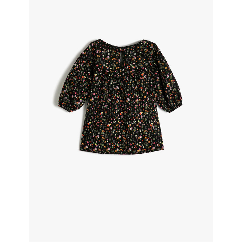 Koton Floral Dress Long Sleeve Round Neck Cotton