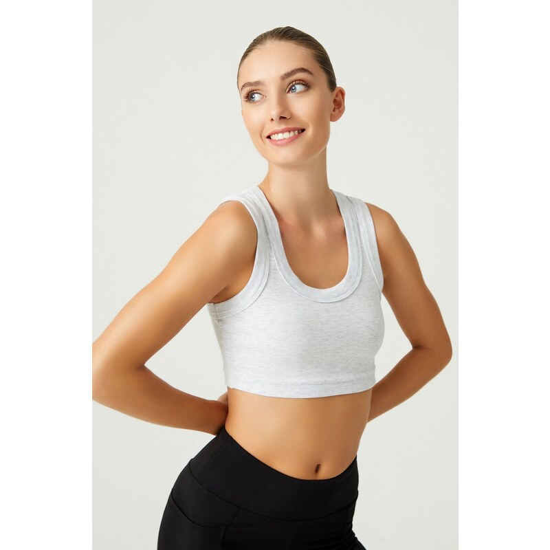 LOS OJOS x Melody Gray Cotton Thick Strap Crop Top Tank