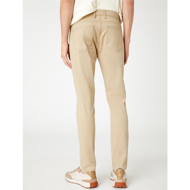 Koton Basic Gabardine Trousers with Buttons and Pocket Detail