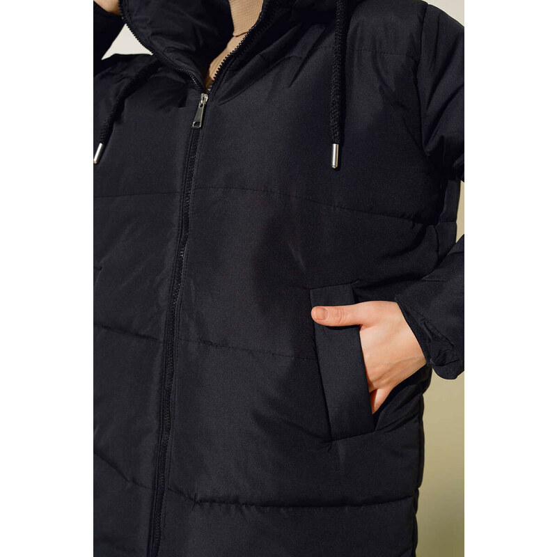 Oversize péřová bunda s kapucí Bigdart - černá