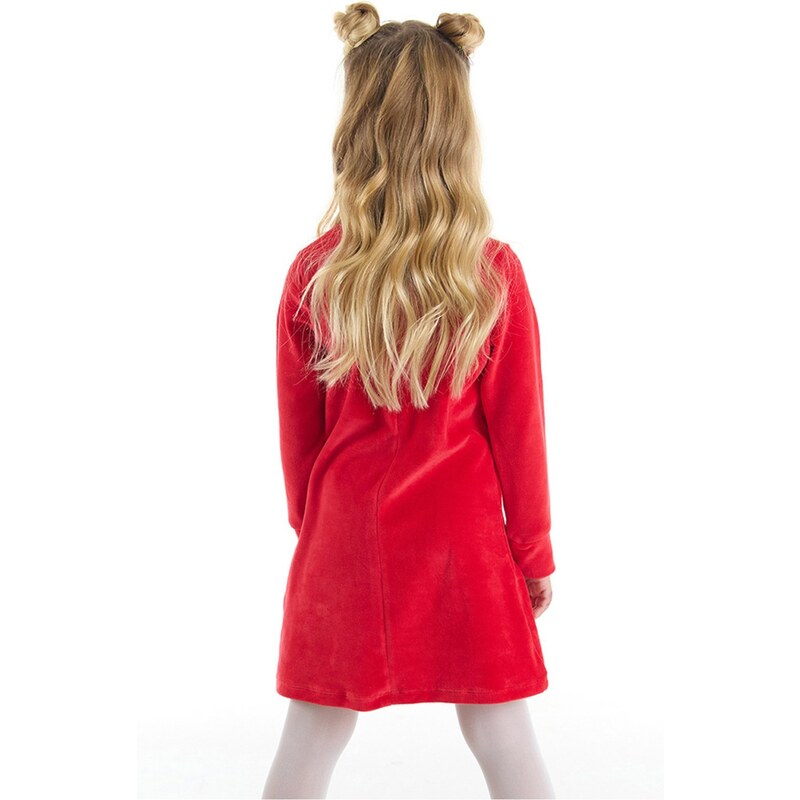 Denokids Naughty Elk Girl Christmas Velvet Red Dress