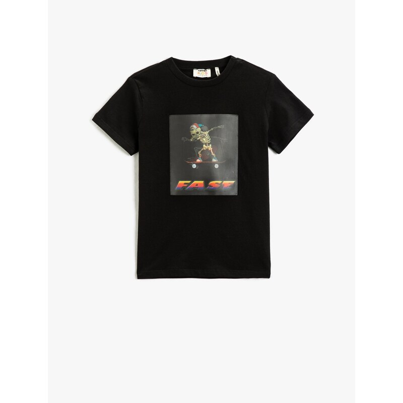 Koton Printed Black Boys' T-shirt 3skb10204tk