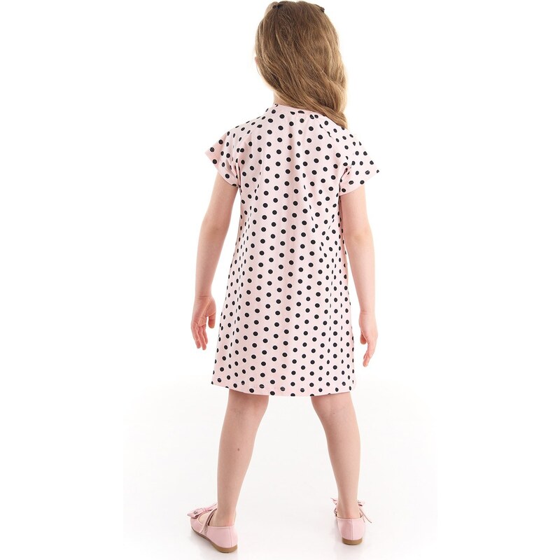 Denokids White Cat Girl Child Polka Dot Pink Dress