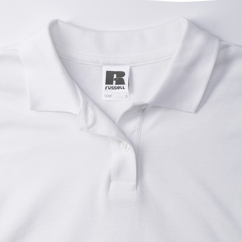 White Women's Polo Shirt 100% Russell Cotton