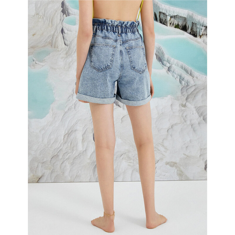 Koton 2sal40015md Normal Waist Open Indigo Women's Denim Shorts.