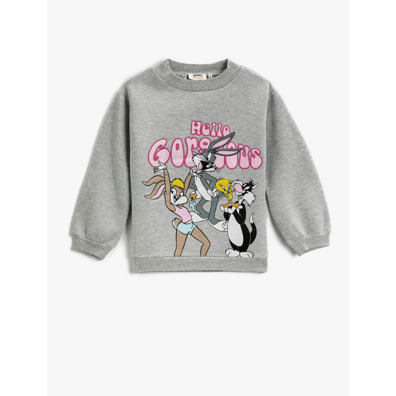 Koton Looney Tunes Printed Sweatshirt Licensed Half Turtleneck Long Sleeve