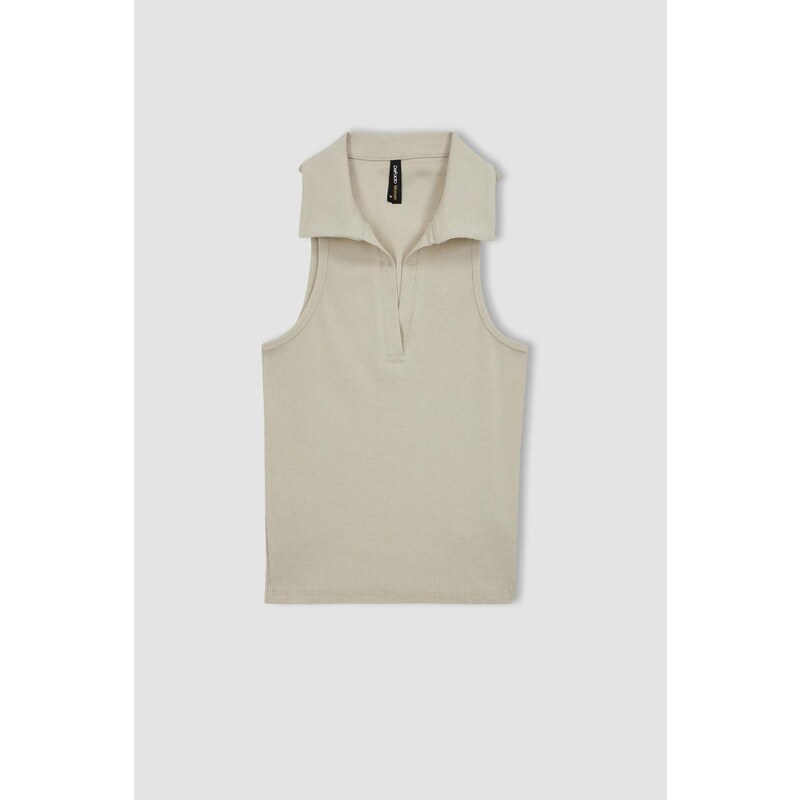 DEFACTO Slim Fit Camisole Polo Collar Undershirt