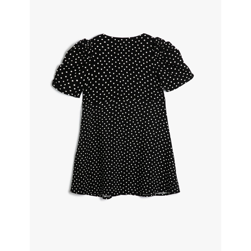 Koton Polka Dot Dress Balloon Sleeve Button Closure Viscose Fabric