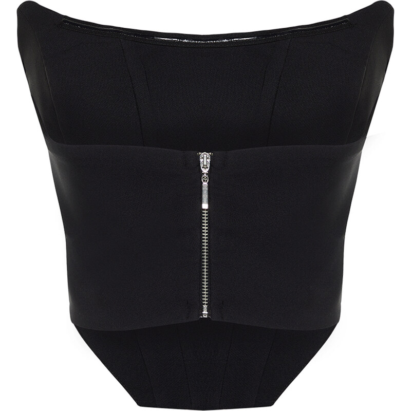 Trendyol Black Crop Lined Woven Corset Detailed Bustier