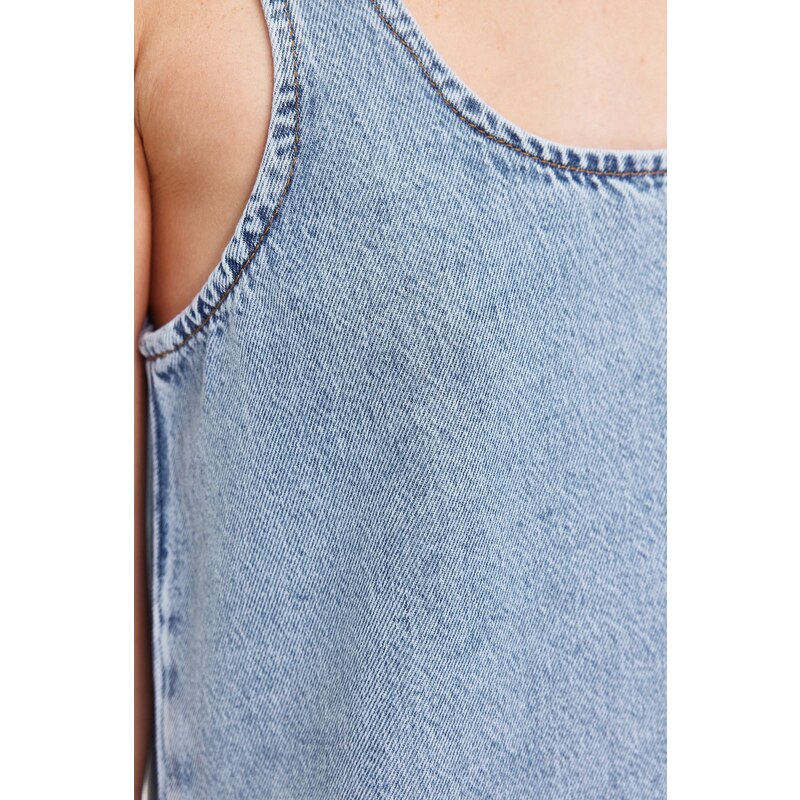 Trendyol Blue Oversize Mini Denim Dress