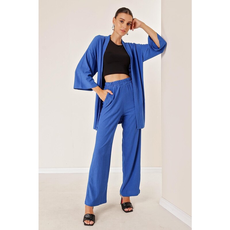 By Saygı Gossamer Pants and Pocketed Kimono Suit Saks