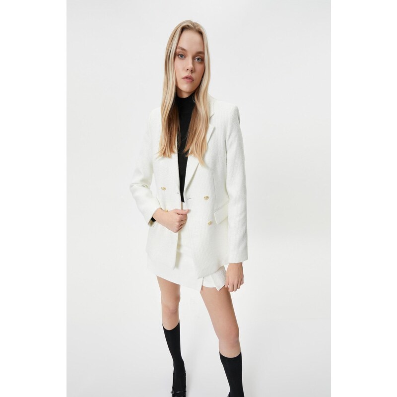 Koton Women's Blazer Jacket Off White