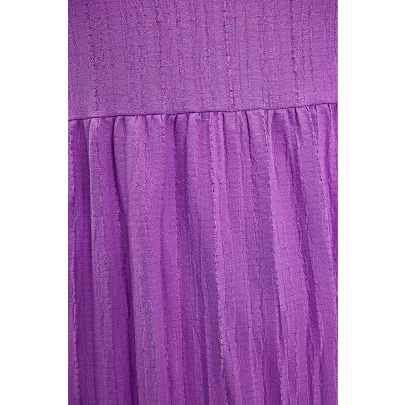 Trendyol Purple High Neck Crinkle Wide Fit Woven Dress