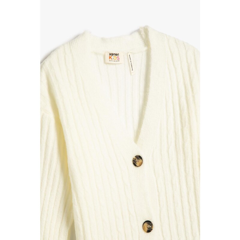 Koton Girls' Ecru Cardigan