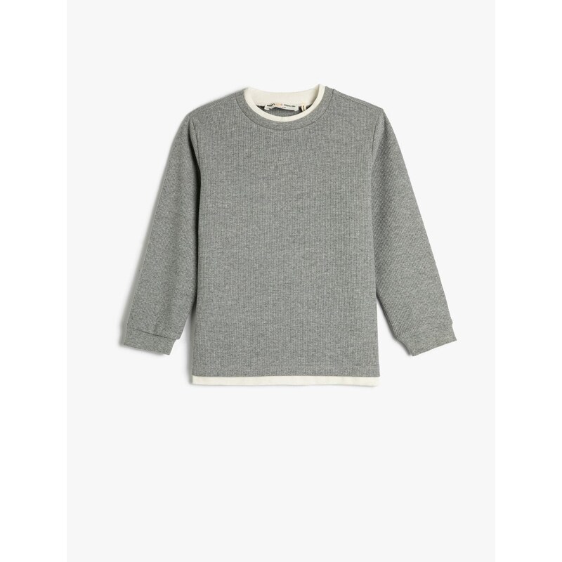 Koton Basic Sweatshirt Crew Neck Long Sleeve Soft Textured Ribbed