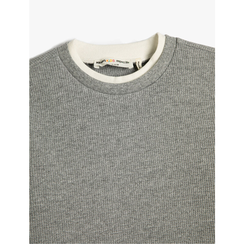 Koton Basic Sweatshirt Crew Neck Long Sleeve Soft Textured Ribbed