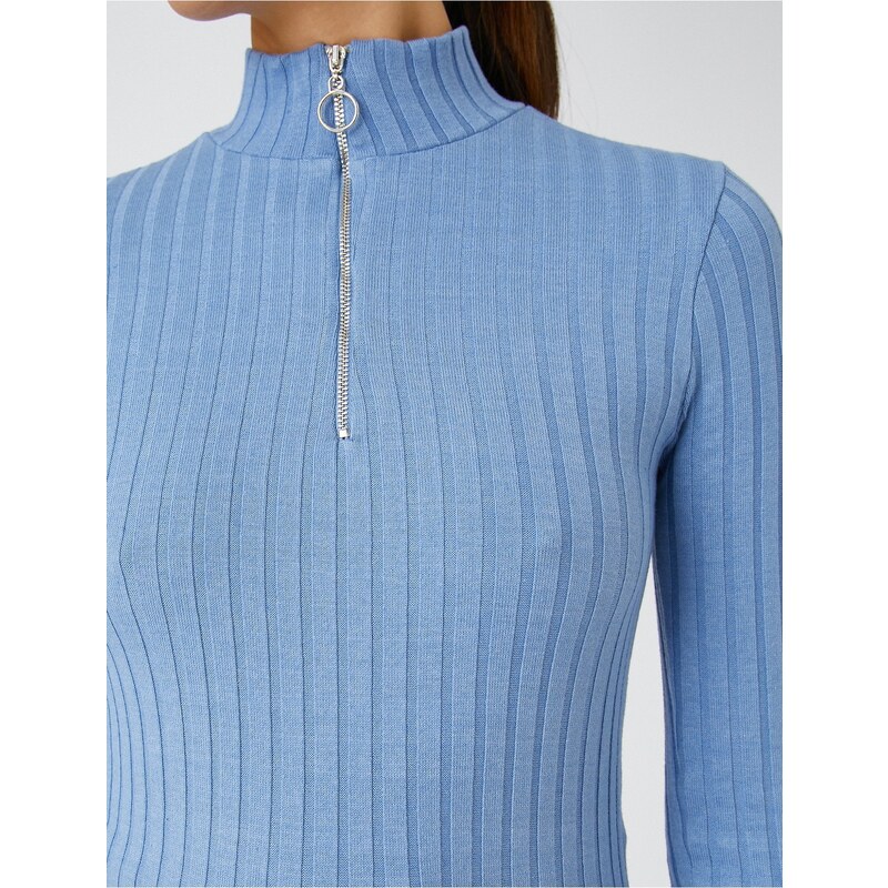 Koton Zippered Turtleneck Long Sleeve T-Shirt