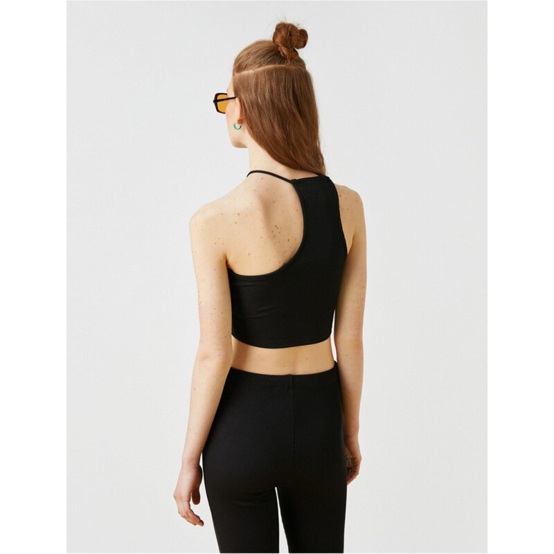 Koton Halterneck Asymmetrical Collar Crop Singlet