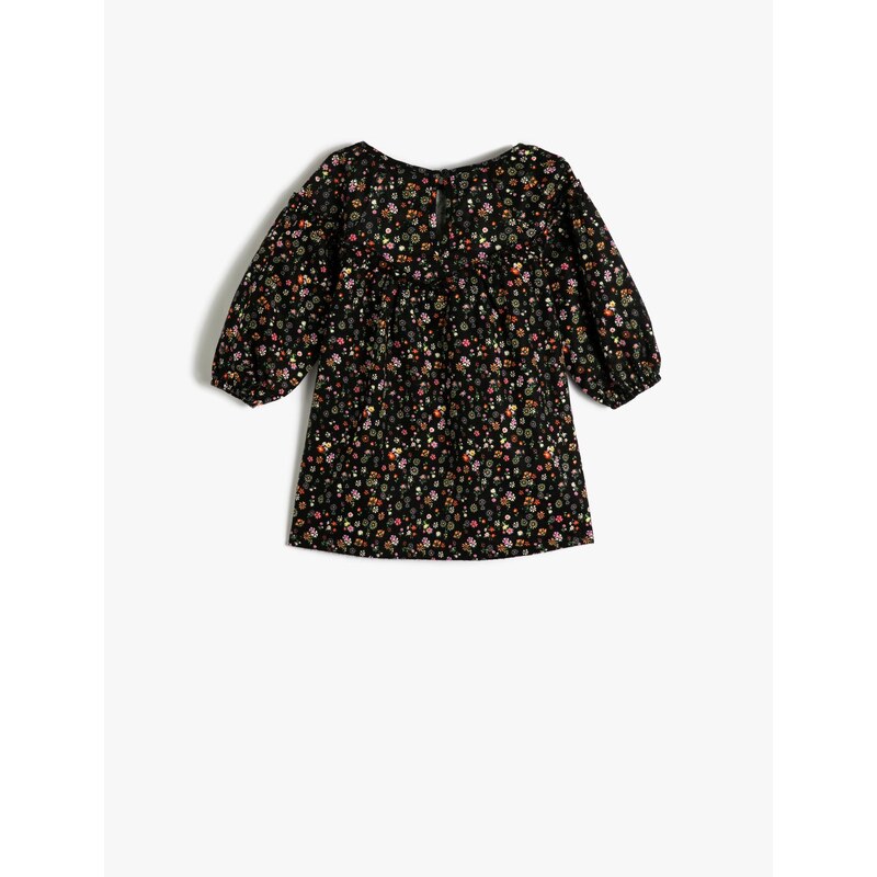 Koton Floral Dress Long Sleeve Round Neck Cotton