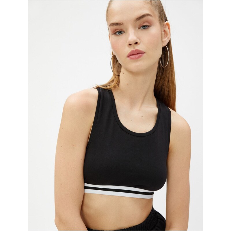 Koton Crop Athlete U-Neck Rib Detailed