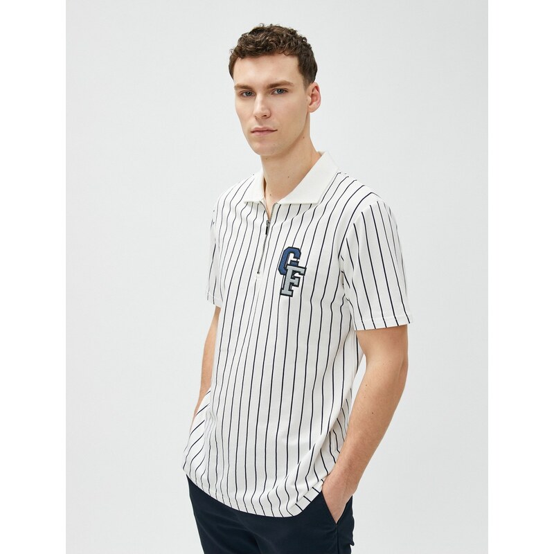 Koton Short Sleeve Polo T-Shirt with Half-Zip Detail.