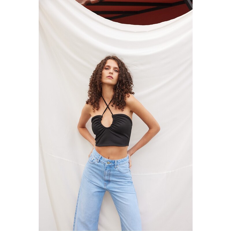 VATKALI Tied Crop Top Black