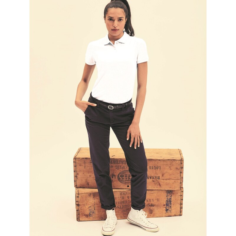 White Womens Shirt Polo Fruit of the Loom