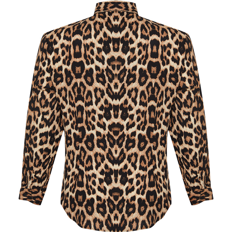 Trendyol Curve Multi-Colored Leopard Print Large Size Shirt