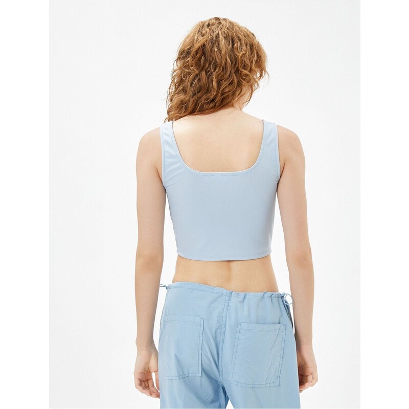 Koton Crop Undershirt U Neck Strappy Hooked Ribbed