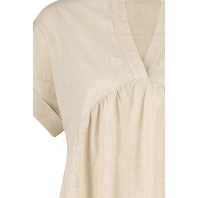 Trendyol Beige Wide Fit Mini Woven Ruffle Beach Dress