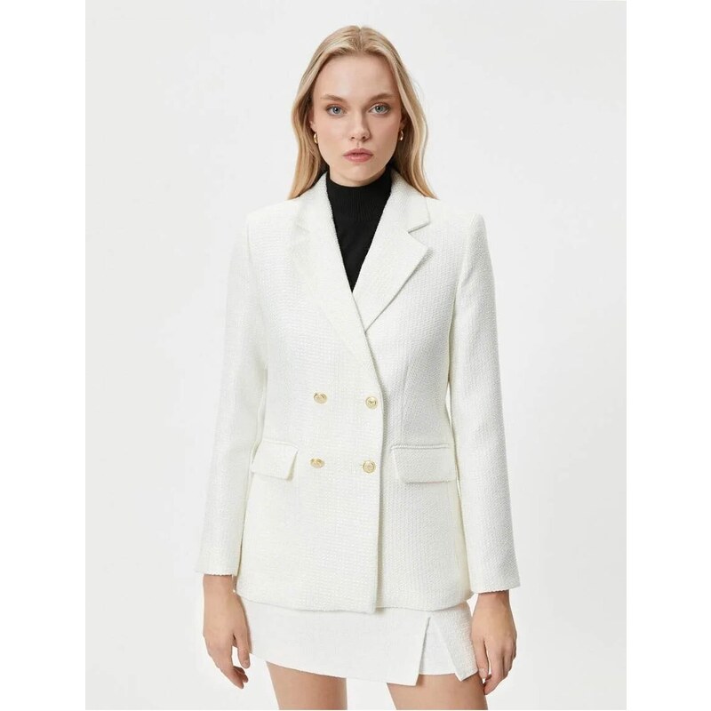 Koton Women's Blazer Jacket Off White