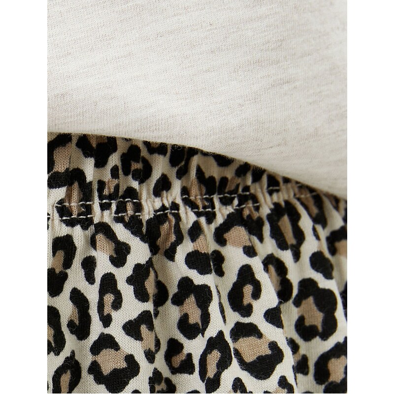 Koton Pajamas Set Short Sleeve Leopard Patterned Shorts