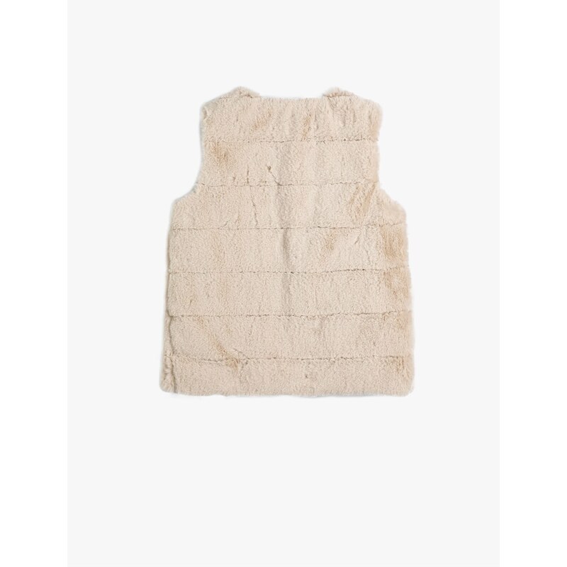 Koton Plush Vest Round Collar Sleeveless