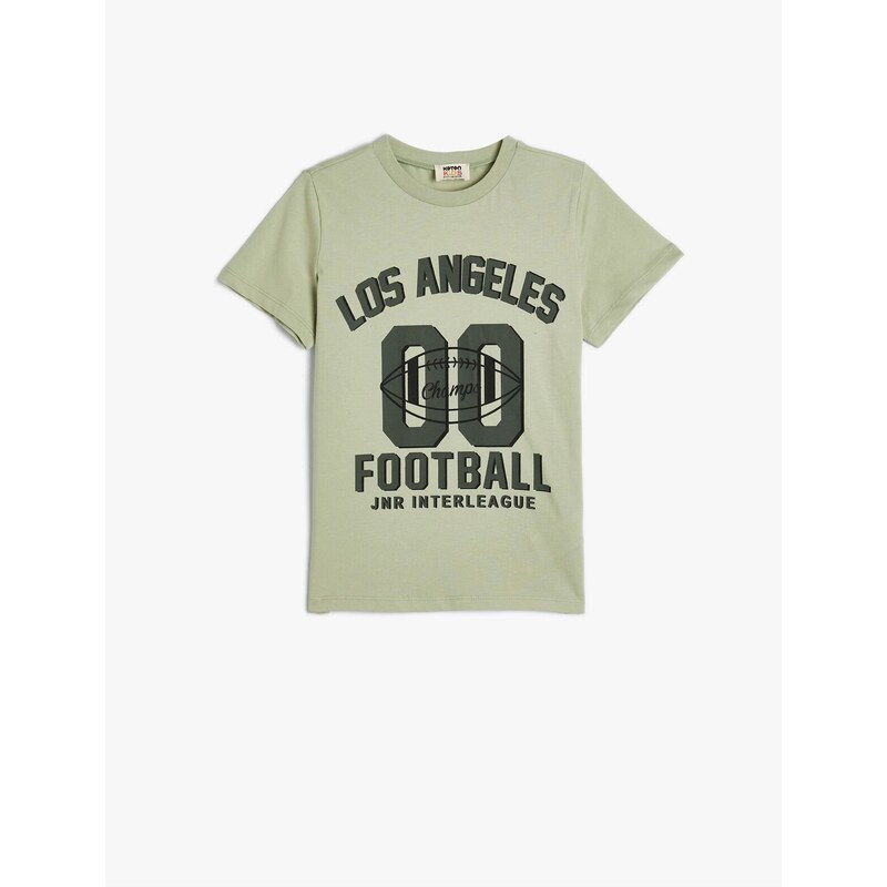 Koton T-Shirt Football Themed Short Sleeve Crew Neck Cotton