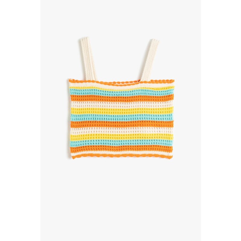 Koton Girls' Beige Striped Sweater