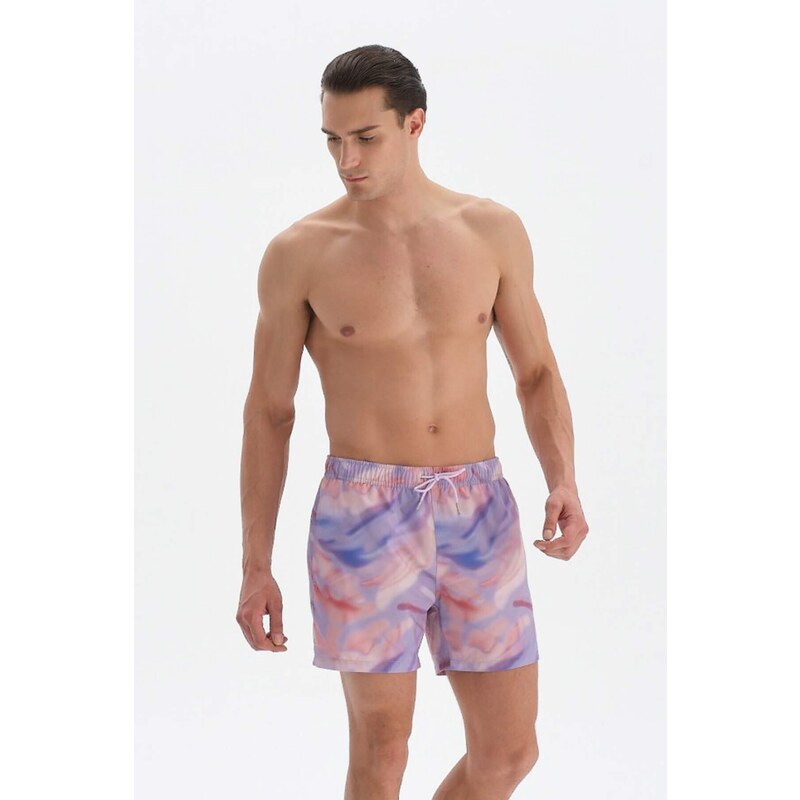 Dagi Lilac Watercolor Pattern Beach Shorts