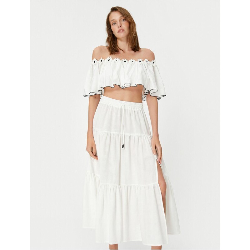 Koton Slit Cotton Midi Skirt