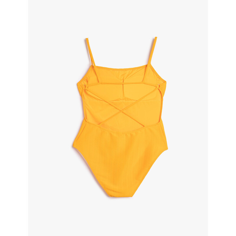 Koton Basic Swimwear Textured Straps Square Collar