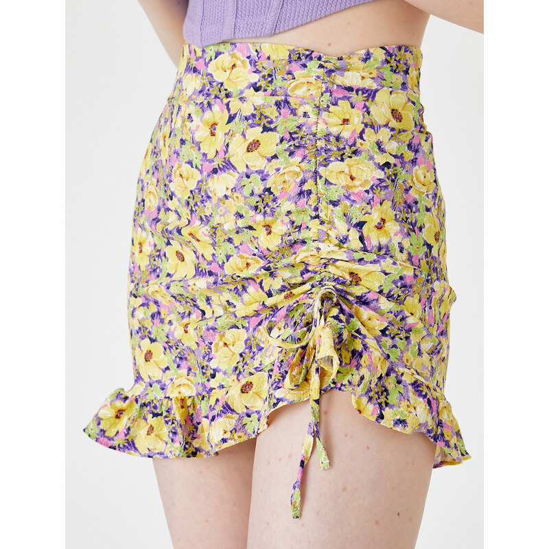 Koton Floral Mini Skirt With Pleats