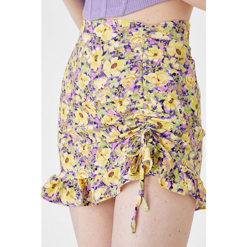 Koton Floral Mini Skirt With Pleats