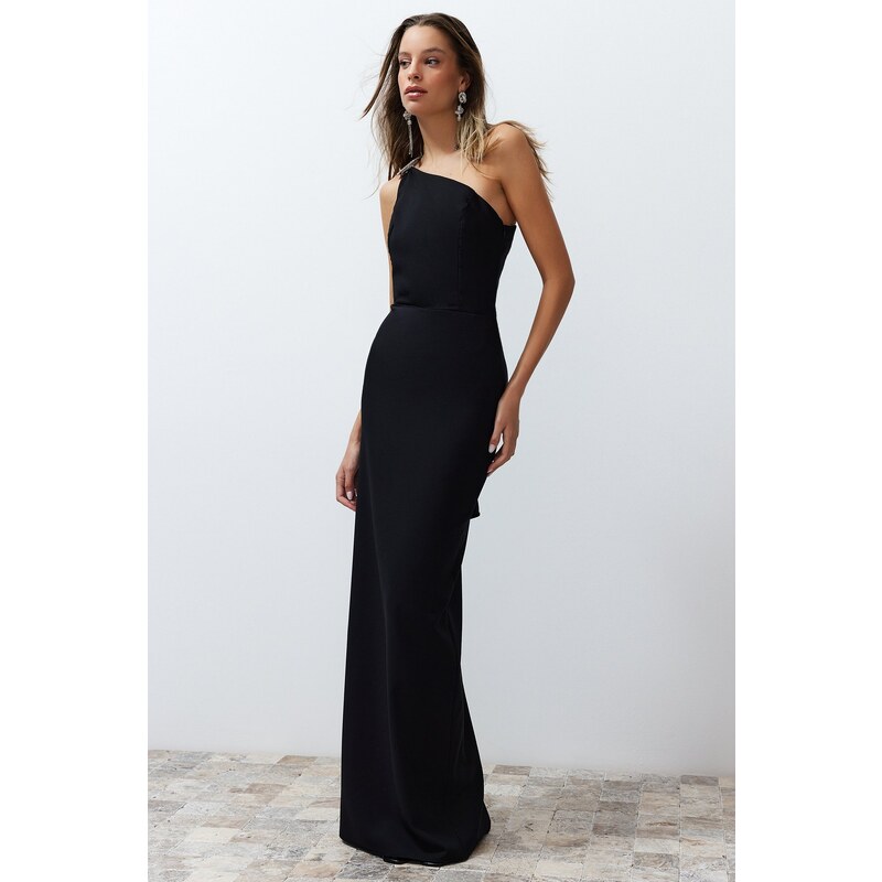 Trendyol Black Accessory Long Evening Dress