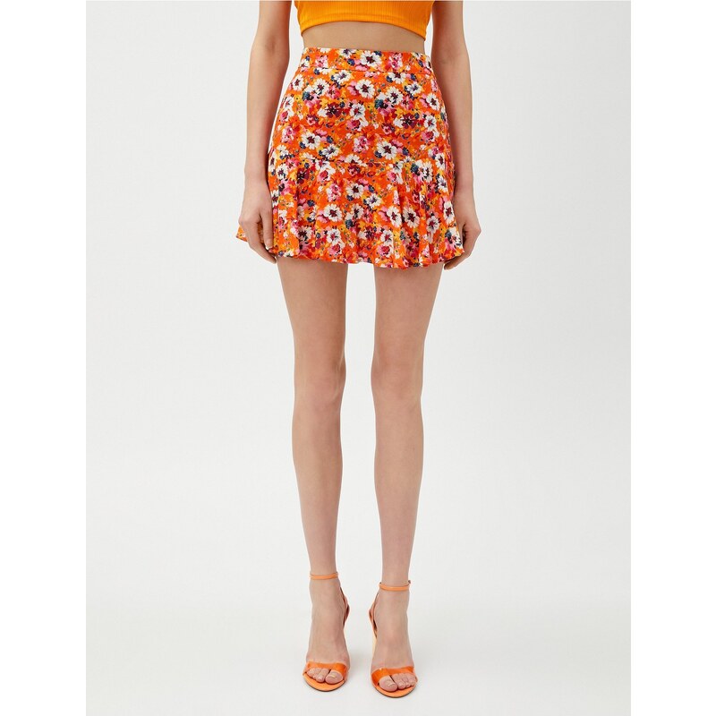 Koton Floral Mini Skirt with Flounces