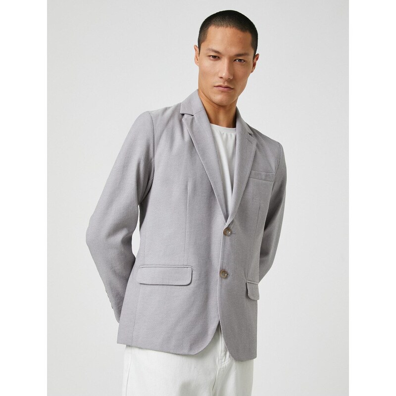 Koton Basic Blazer. Wide Collar with Buttons, Pocket Detailed.