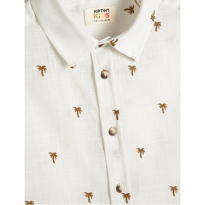 Koton Short Sleeve Shirt with Palm Pattern Cotton