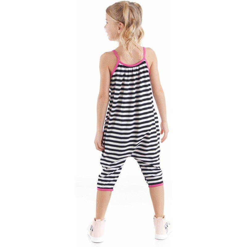 Denokids Love Me Girls' Striped Cat Jumpsuit with Straps